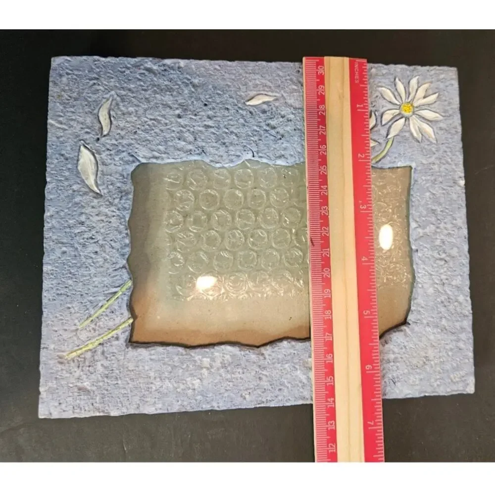SALE Frame Stonewashed Blue Resin Daisy Flower Portrait Landscape Pic Rectangle